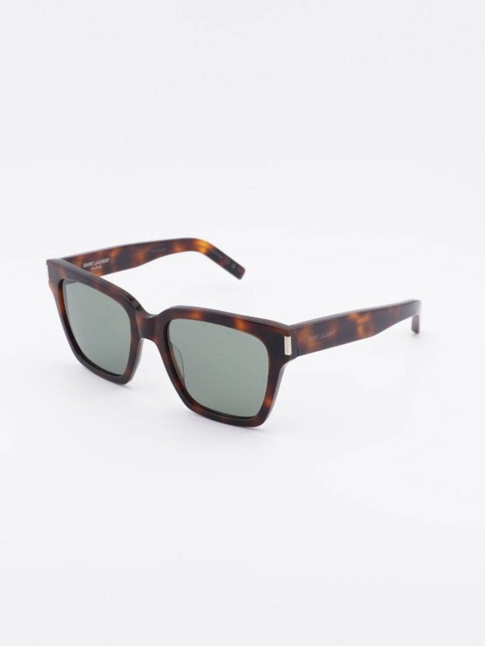 Saint Laurent SL507 003 Sunglasses Havana Square Frame, Green Lenses